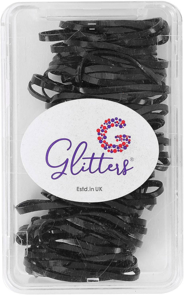 Glitters Trendy Fashion Medium Hair Elastics Stretchy Ponytail Holders Black #GLT2442