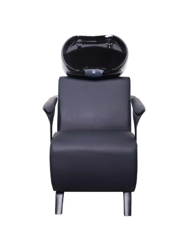 Salon System 9008 Black Washbasin Chair with Padded Seat and Armrests