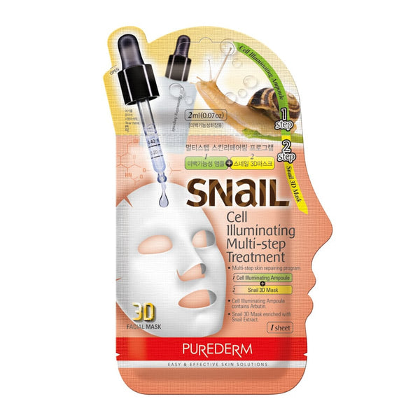 PUREDERM Cell Illumination & Age Regeneration Snail Facial Mask with 3D Fabric