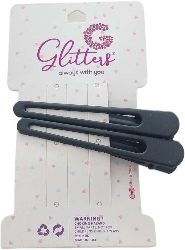 Glitters Black Glitter Hair Clips Strong Hold 2 Pieces