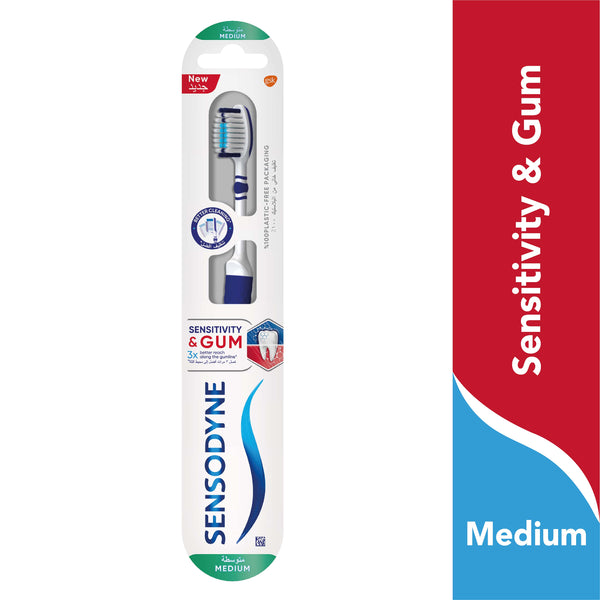 Sensodyne Sensitivity & Gum Medium Toothbrush, Small Head, DUOFLEX Neck, 1 Count