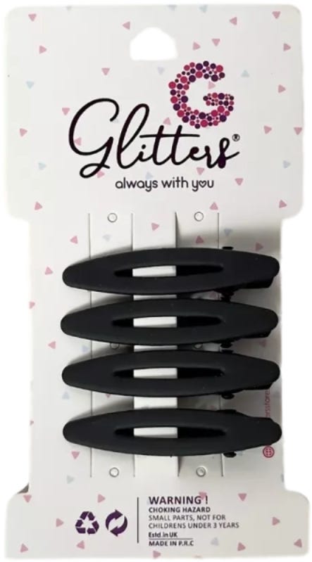 GLITTERS Black Stone Hair Clips, 3 Pieces, #GLT2819