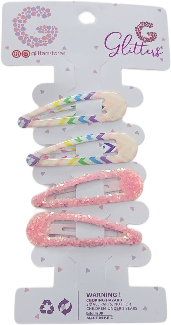 Glitters Snap Hair Clips Glitter Decorated 3 Pieces Glt2816