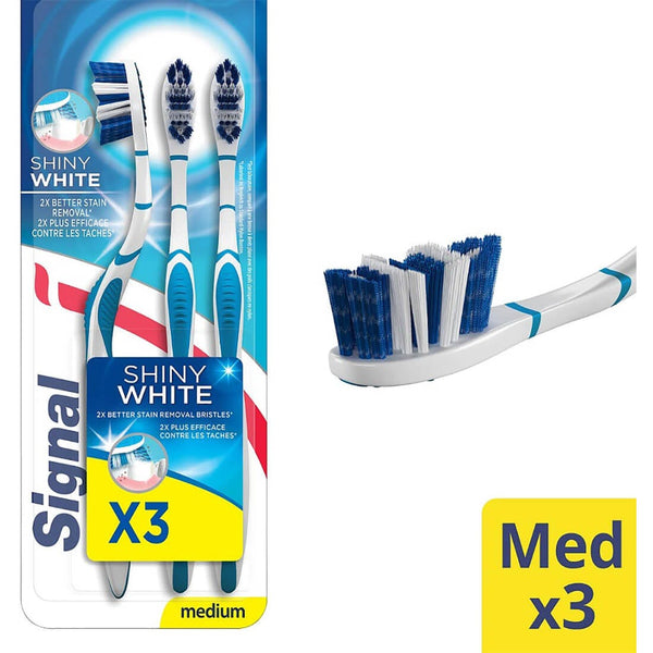 Signal White Manual Toothbrushes Medium 3 Pieces