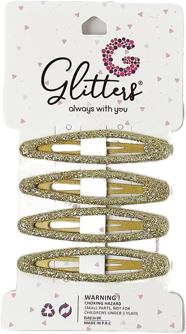 GLITTERS Trendy Glitter Hair Clips Gold, 4 Pieces