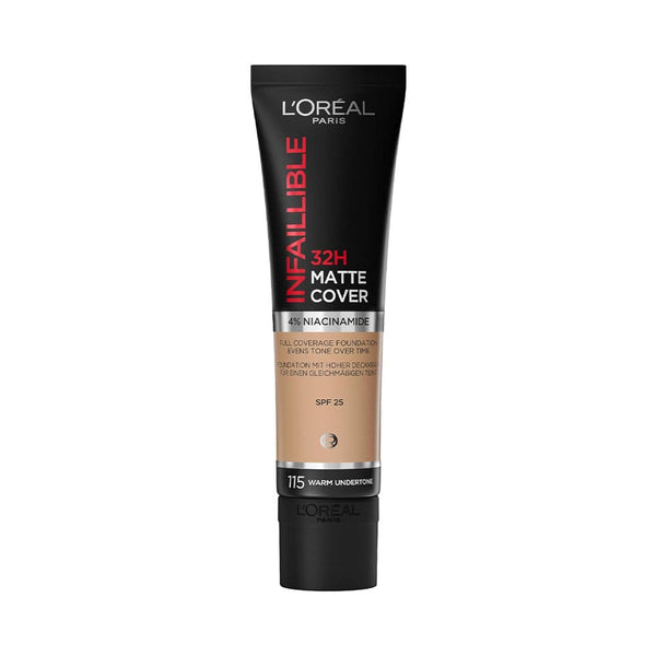 L'Oreal Paris Infallible 32H Matte Foundation Liquid Perlite Technology Warm Undertone 115, 30 ml