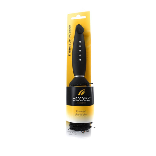 Accez Styling & Drying Brush Plastic Pins Air Slits Black