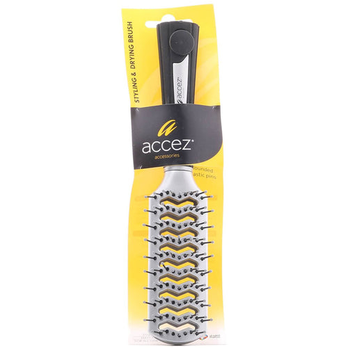 Accez Styling & Drying Hair Brush, Anti-Static Ventilated Detangling Brush, Silver, 1 Pc
