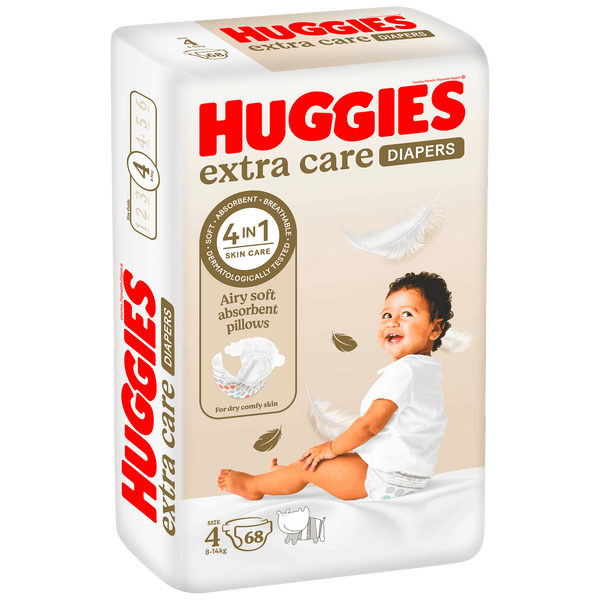 Huggies Extra Care Diapers Size 4, Jumbo Pack, 68 Diapers