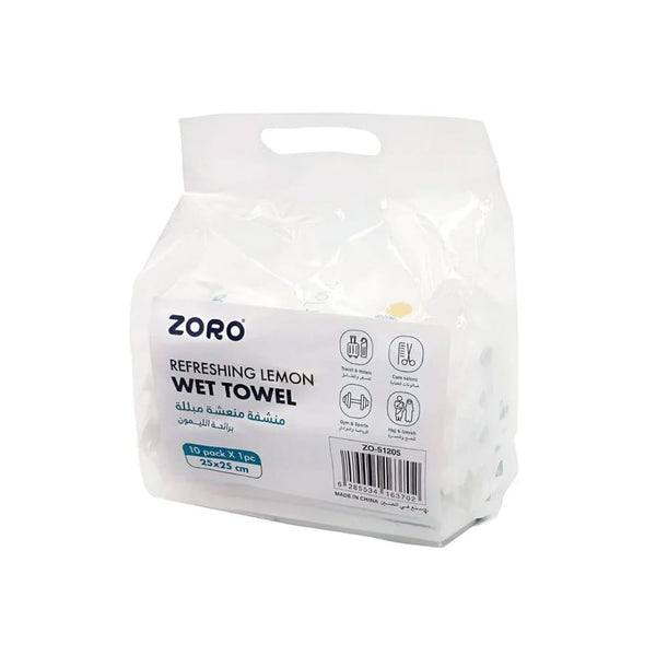 Zoro Refreshing Wet Towels Lemon Scent 25 x 25 cm, 10 Pack