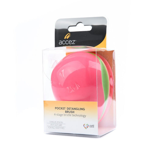 Accez Pocket Detangling Brush for Wet and Dry Hair, Ergonomic Grip, 1 Pc