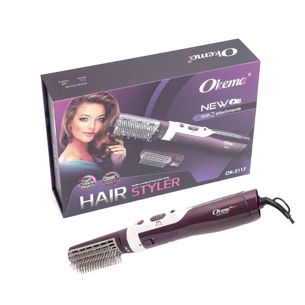 OKEMA OK-2117-2 Hair Styler 1200W, 2 Speeds, 2 Temperatures, Dual Voltage