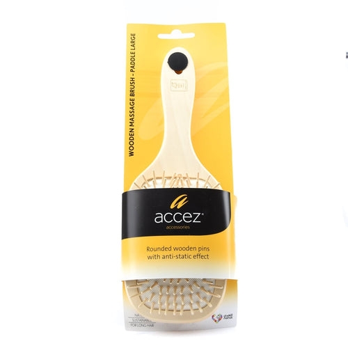 Accez Wooden Paddle Hair Brush Massage Brush FSC Certified Wood Large