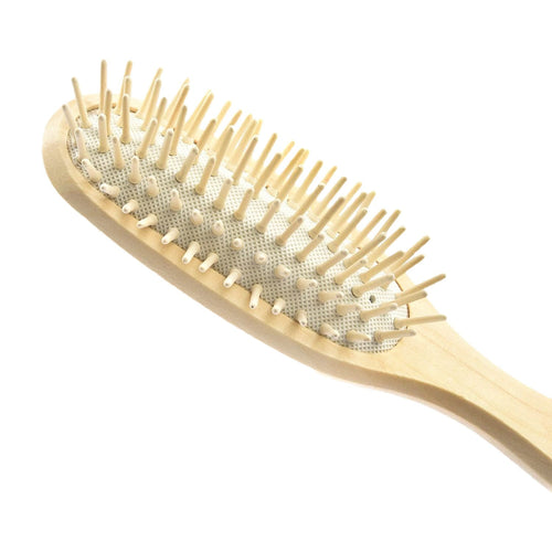 Accez Wooden Massage Hair Brush Narrow Rounded Pins 1 Pc