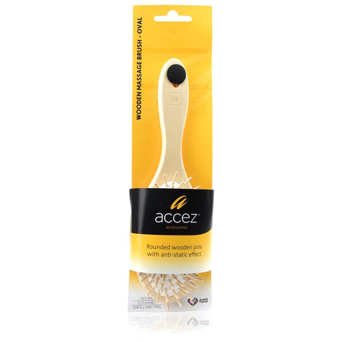 Accez Wooden Massage Brush Oval Hair Detangling Scalp Massage Brush, 1 Piece