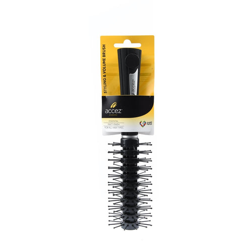Accez Styling & Volume Hair Brush Rounded Plastic Pins Black