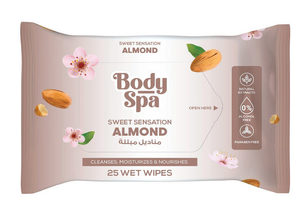 Body Spa Wet Wipes Almond Scent 25 Sheets