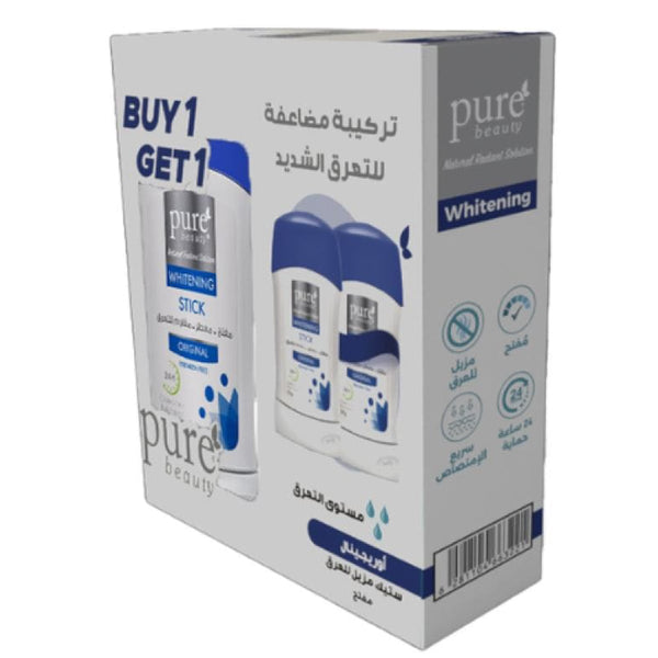 Pure Beauty Odor Control Deodorant Stick Original 1+1 Brightening Formula