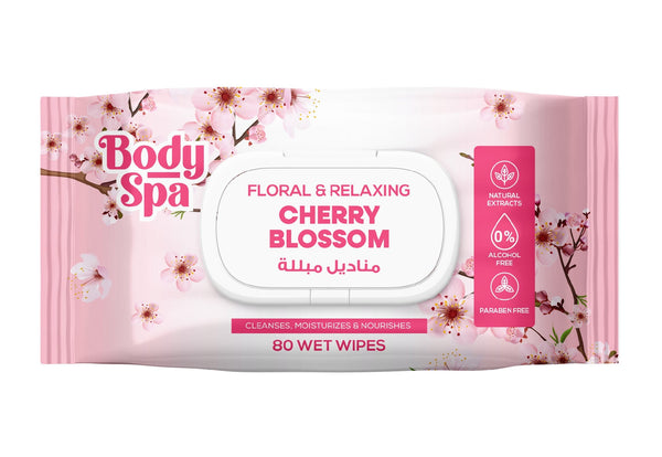 Body Spa Wet Wipes Cherry Blossom with Aloe, Chamomile and Panthenol, 80 Sheets
