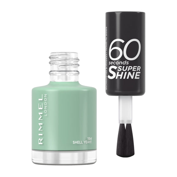 Rimmel 60 Seconds Super Shine Nail Polish Quick-Dry Glossy Finish 154 Shell Yeah Green