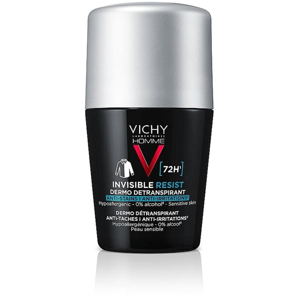 Vichy Homme Deodorant Roll-On 72H Invisible Resist Alcohol-Free
