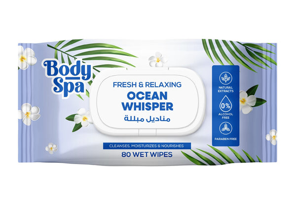 Body Spa Wet Wipes Ocean Whisper, Aloe, Chamomile and Panthenol, 80 Sheets