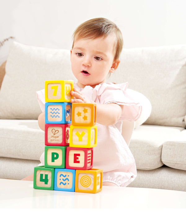 Hape Grip-n-Stack Silicone & Wood Building Blocks, 10-Piece Set