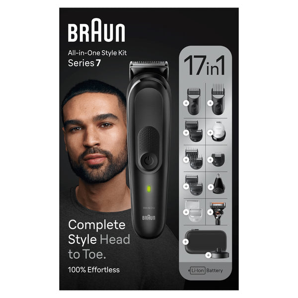 Braun Series 7 MGK7490 17-in-1 Grooming Kit Black, ProBlade, AutoSense, 100-Minute Battery