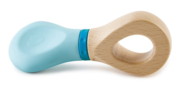 Hape Twist & Shake Wooden Baby Rattle, Shake and Click Sounds, 3 Months+
