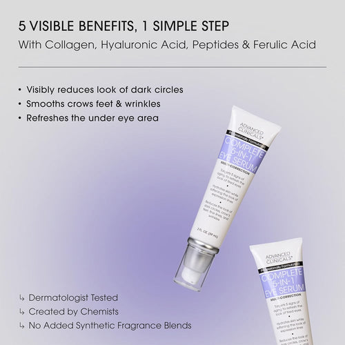 Advanced Clinicals 5-in-1 Multi-Correcting Serum Retinol Niacinamide Peptides Hyaluronic Acid 59 ml