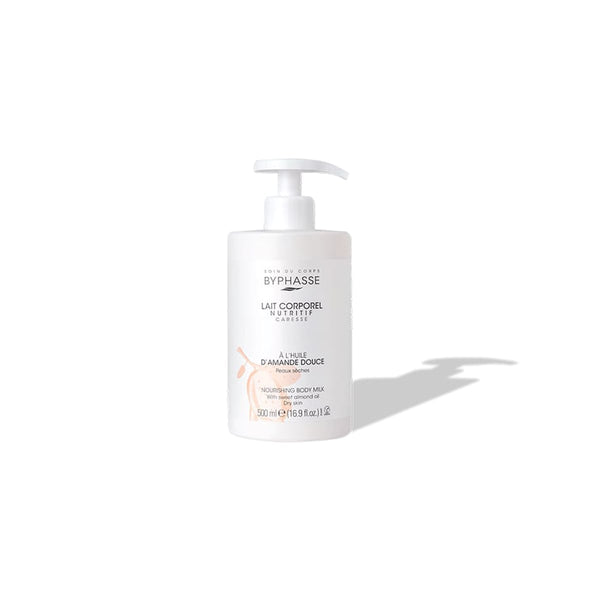Byphasse Nutritious Body Milk Sweet Almond Oil Hydrating Formula Dry Skin 500 ml