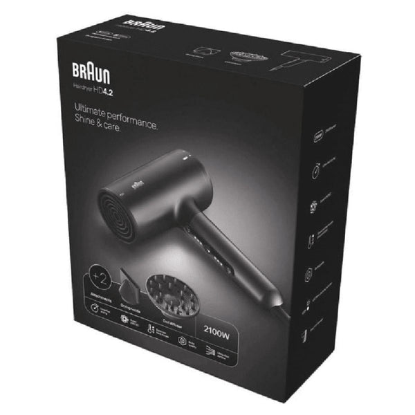 Braun Hair Dryer HD425 Ionic 2100W with Cool Shot and Styling Attachments