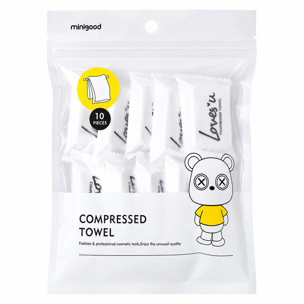 Manigood Compressed Cotton Disposable Towels Travel Pack, 10 Pieces