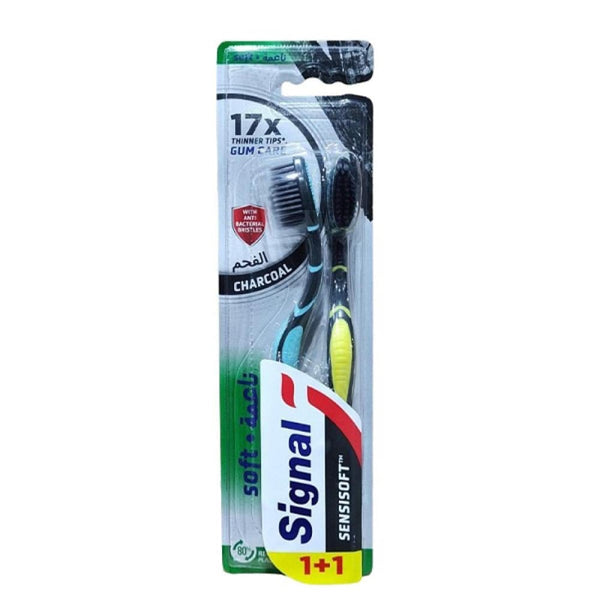 Signal Sensisoft Charcoal Soft Toothbrushes, Gentle Bristles, 1+1 Pack