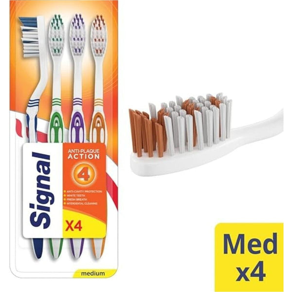 Signal Trident MP4 Medium Bristle Toothbrushes, Interdental Cleaning, 4-Piece Set