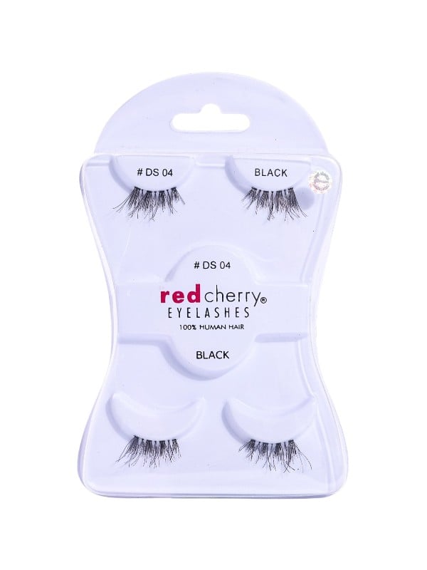 Red Cherry False Eyelashes Natural Black #DS04, 2 Pairs, Human Hair