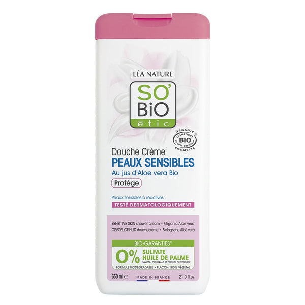 SO'BiO etic Organic Shower Cream Aloe Vera Sulfate-Free Sensitive Skin 650ml