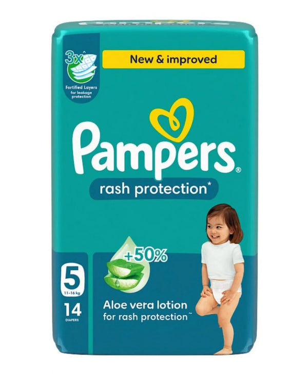 Pampers Baby Diapers Hook and Loop Fasteners Size 5, 14 Count