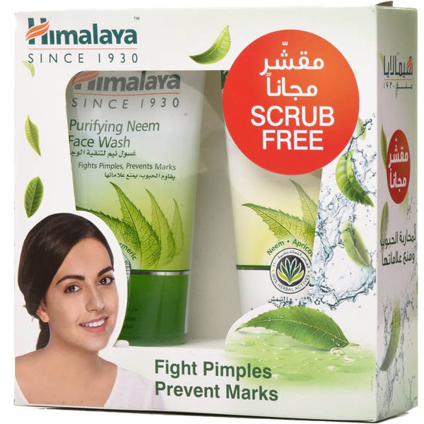 Himalaya Neem Face Wash and Scrub Set, Turmeric and Neem, 150 ml, Soap-Free