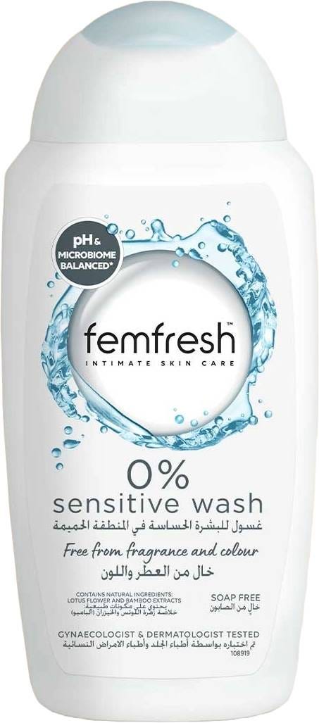 Femfresh 0% Sensitive Intimate Wash pH-Balanced Lotus Flower Extract 250 ml