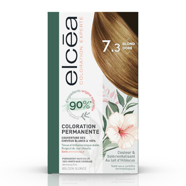 Noreva Elcea Permanent Hair Color 7.3 Golden Blonde, Ammonia-Free Hibiscus Formula