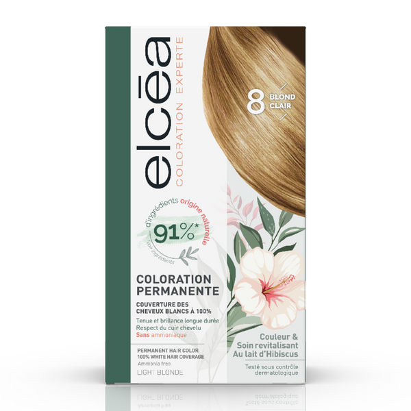 Noreva Elcea Permanent Hair Color 8 Light Blonde Hibiscus Milk Ammonia-Free