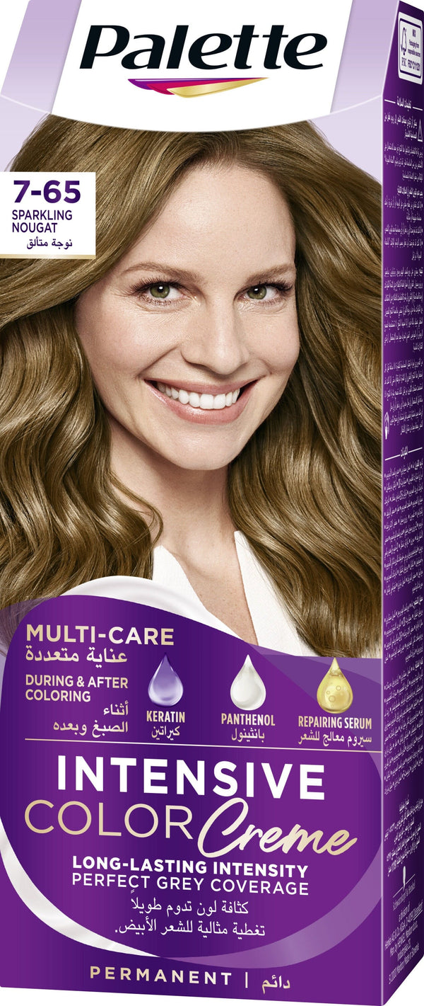 Palette Intensive Color Creme Hair Colour 7-65 Sparkling Nougat, 100% Grey Coverage