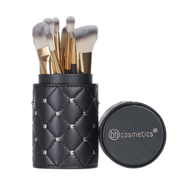 BH Cosmetics 12-Piece Makeup Brush Set Soft Bristles Black with Storage Container