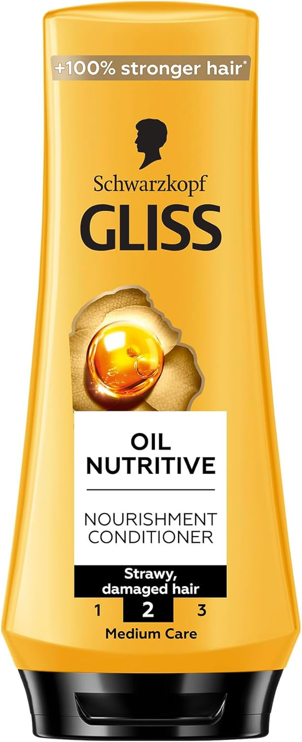 Gliss Oil Nutritive Nourishment Conditioner, Nourishing Formula for Damaged and Frizzy Hair, 360 ml