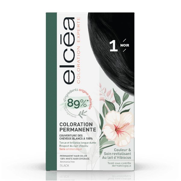 Noreva Elcea Permanent Hair Color 1 Black, Ammonia-Free Hibiscus Milk Formula