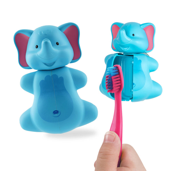Flipper Elephant Toothbrush Cover with Suction Cup, BPA-Free Ventilated Travel Case