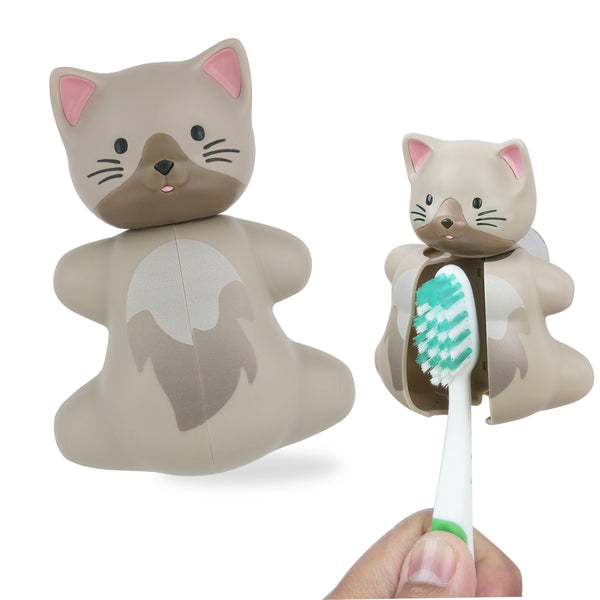 Flipper Cat Toothbrush Cover with Suction Cup, BPA-Free Ventilated Travel Case