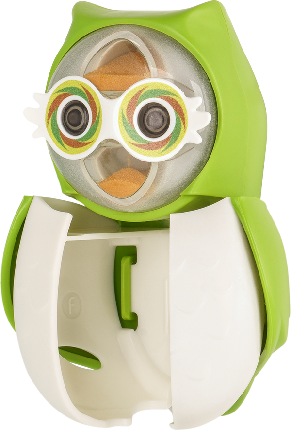 Flipper Owl Toothbrush Cover, Self-Opening Hygienic Case with Sand Timer, Earthy Design