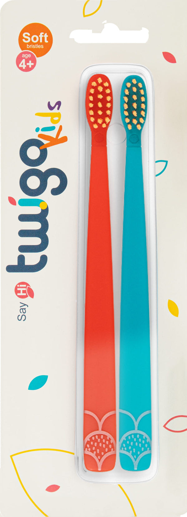 Flipper Twigo Kids Toothbrushes Soft Bristle Orange and Blue